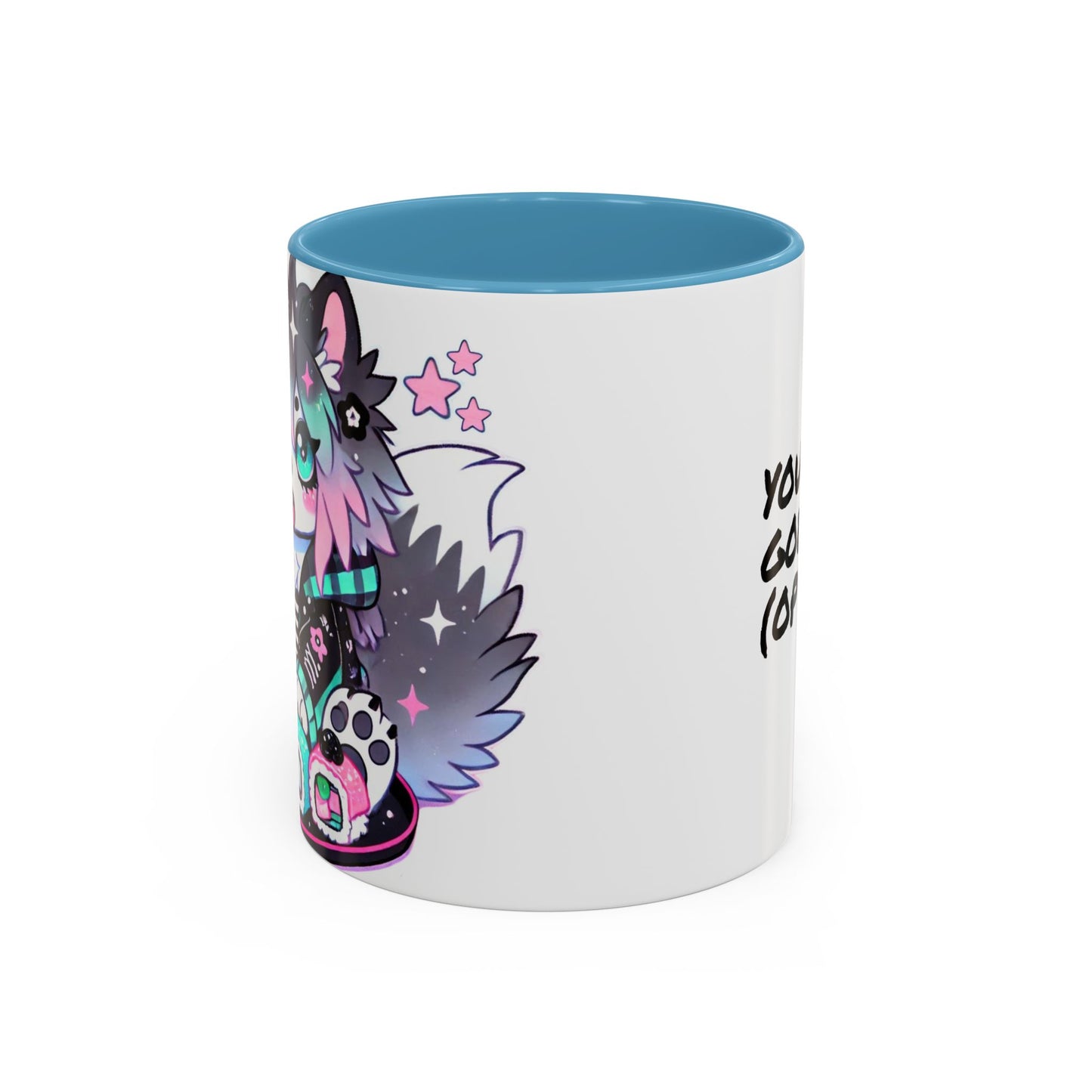 Kawaii Pastel Goth Gift Mug - Wolf & Sushi - Personalized