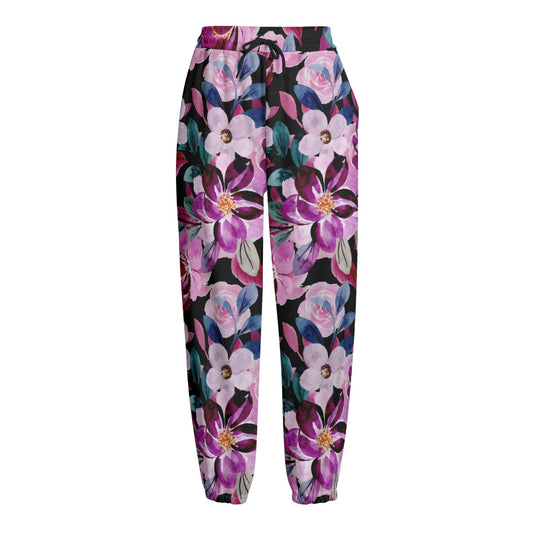 Purple Floral Fleece Pants