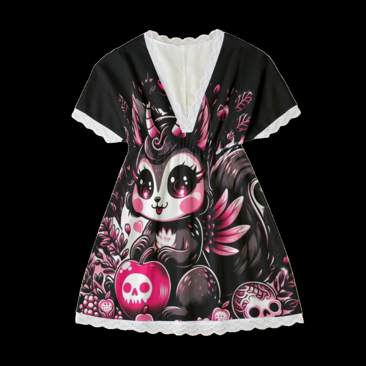 Goth Squirrel Toxxic Apple Women’s Lace Edge Sleepwear Nightdress - S