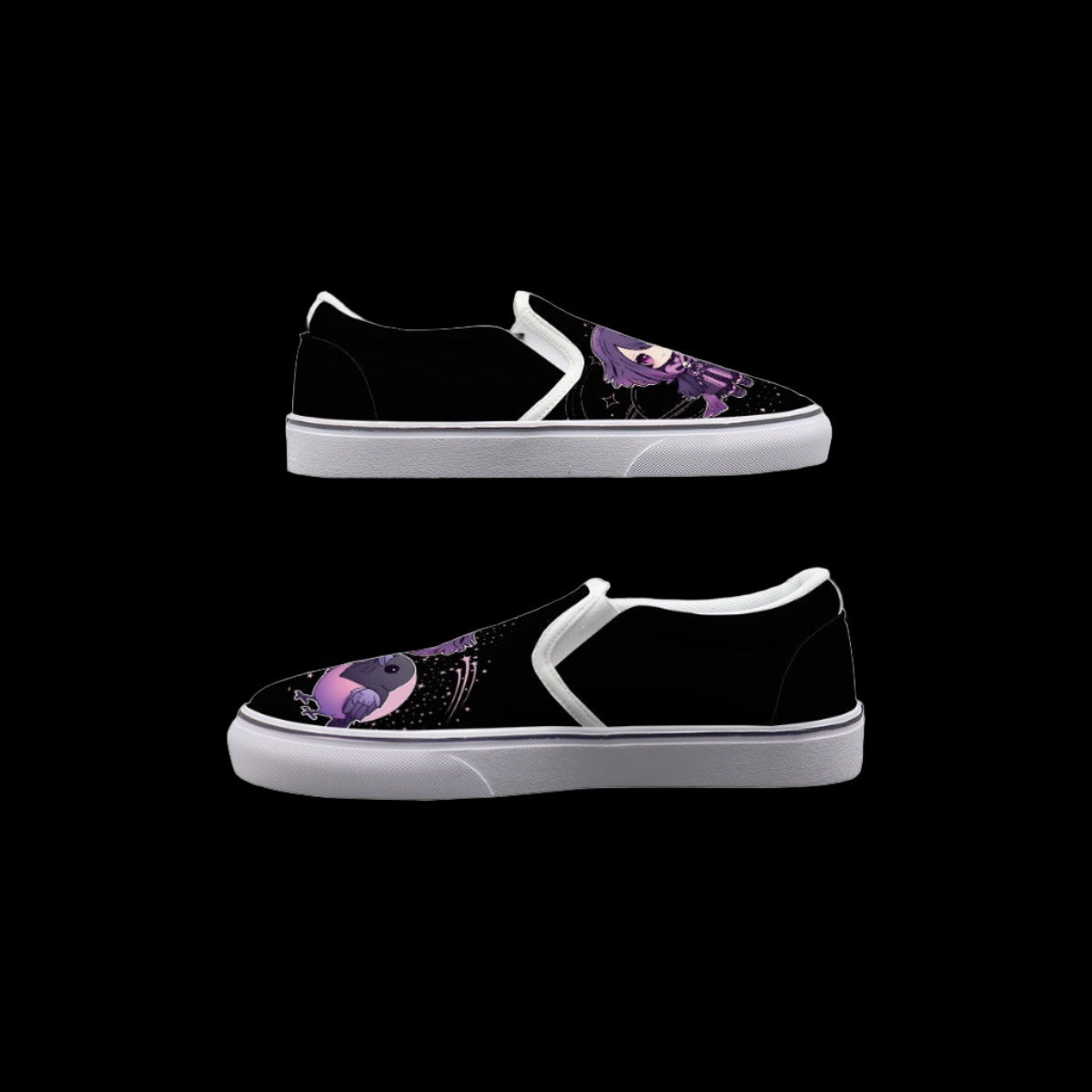 Raven Bird Chibi Slip On Sneakers