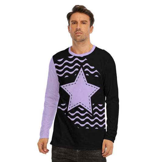 Asymmetrical Pastel Star Long Sleeve T-Shirt Unisex - XS / White