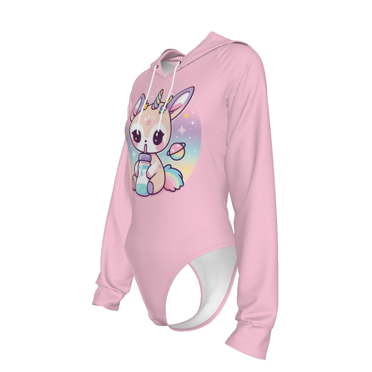 Kawaii Baby Deer Milk Bottle Adult Onesie Hooded Bodysuit