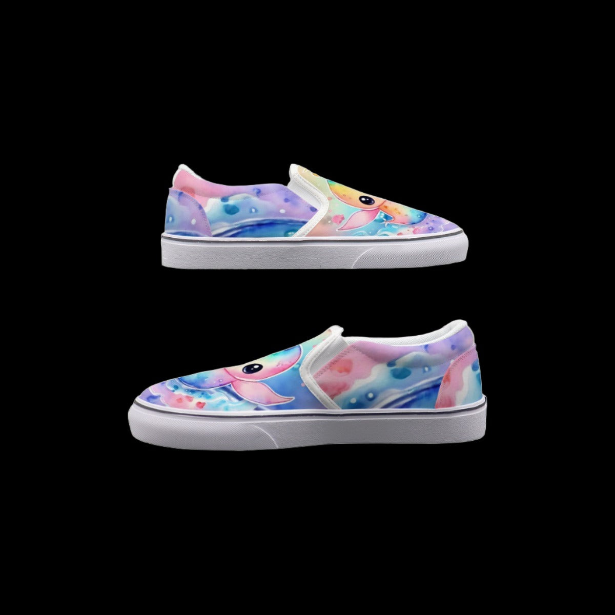 Pastel Rainbow Narwal Slip On Sneakers