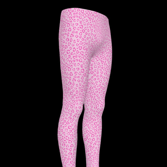 Pink Leopard Print Nonbinary Leggings - XS