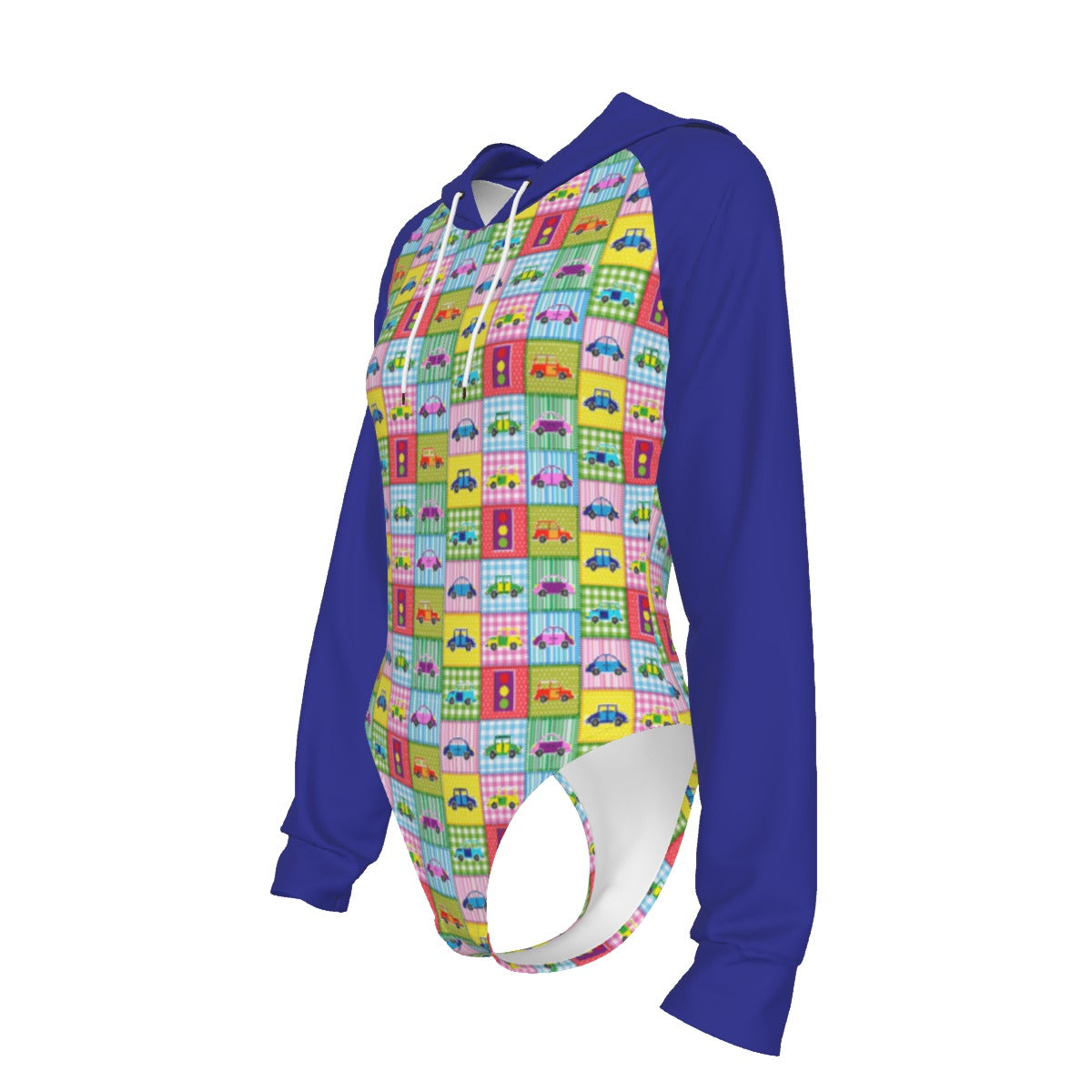 Toy Car Patchwork Adult Onesie Hooded Bodysuit