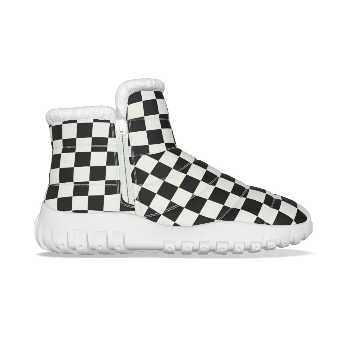 Checkered Women’s Zip-up Snow Boots