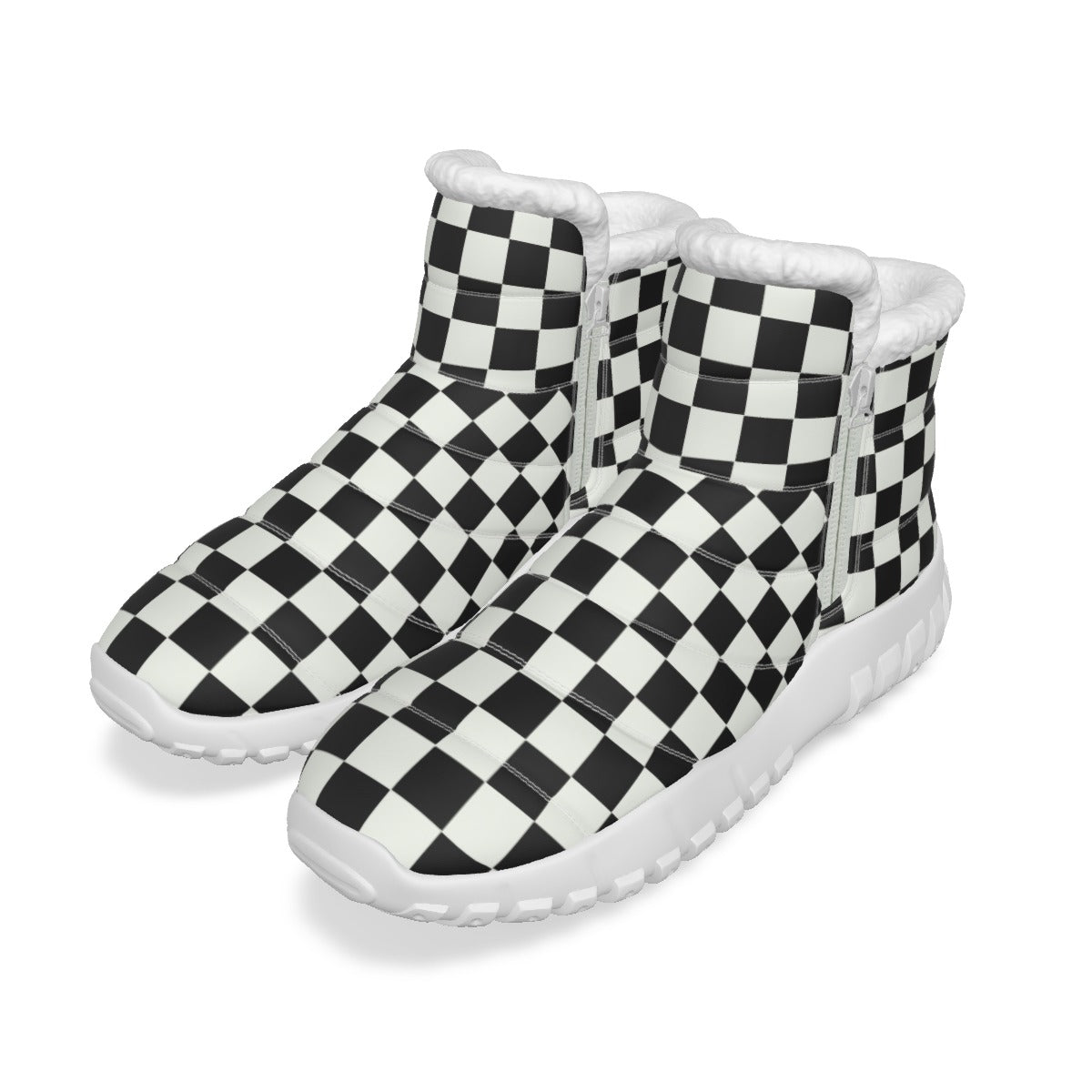 Checkered Women’s Zip-up Snow Boots