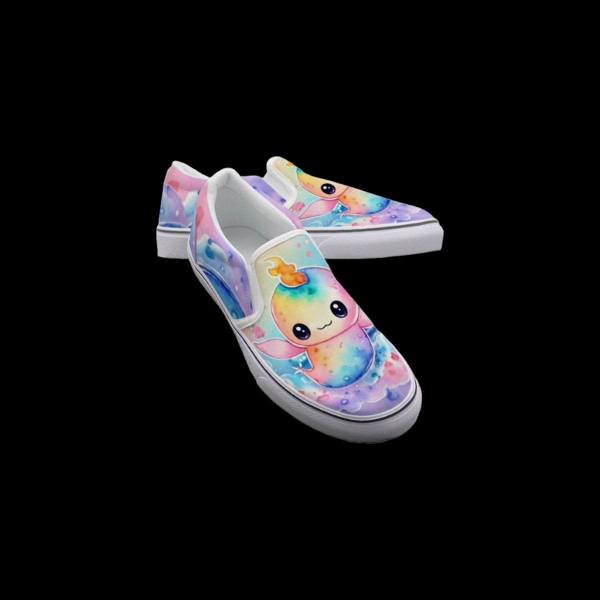 Pastel Rainbow Narwal Slip On Sneakers