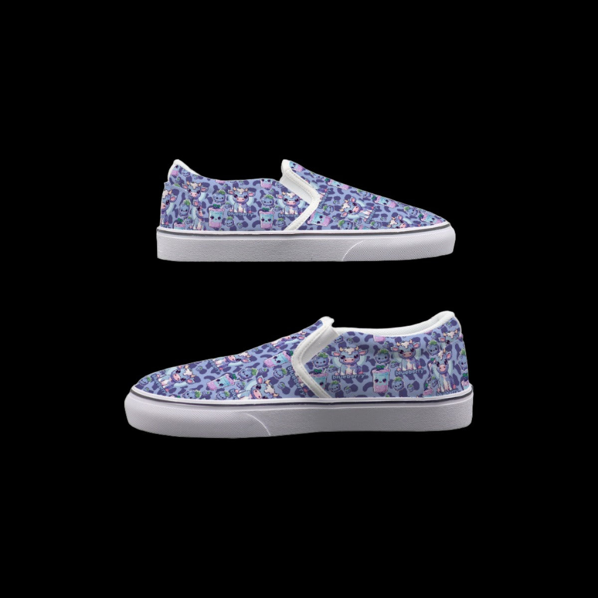 Kawaii Blueberry Cow Slip On Sneakers