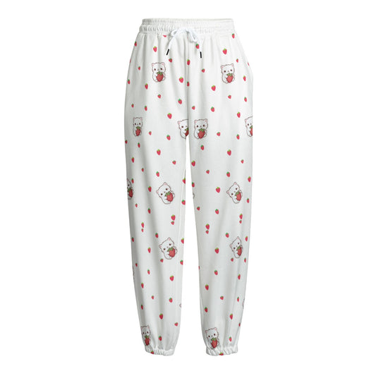 Strawberry Kitty Fleece Pants