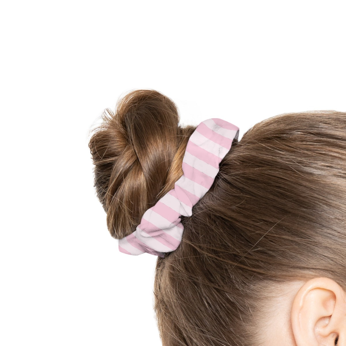 Pastel Pink Striped Scrunchie - M / White