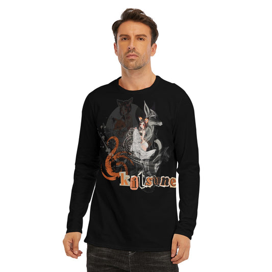 Kitsune Fox Girl Grunge Long Sleeve T-Shirt | Unisex - XS / White