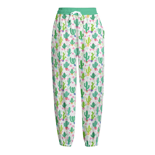 Cute Cactus Print Fleece Pants