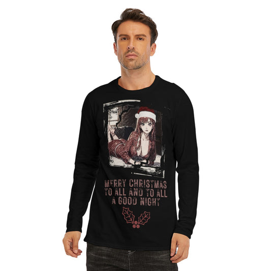 Christmas Anime Girl Long Sleeve T-Shirt | Unisex - XS / White