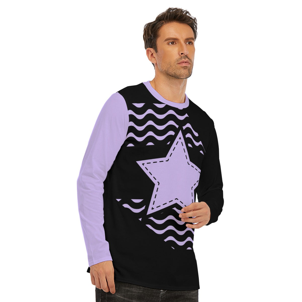 Asymmetrical Pastel Star Long Sleeve T-Shirt Unisex