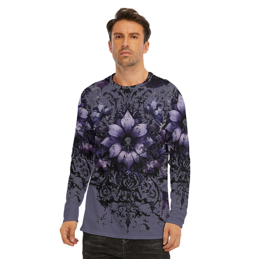 Purple Floral Goth Long Sleeve T-Shirt