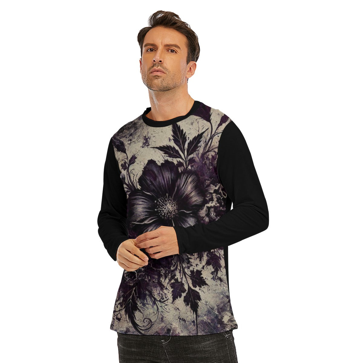 Vintage Faded Floral Long Sleeve T-Shirt | 190GSM Cotton