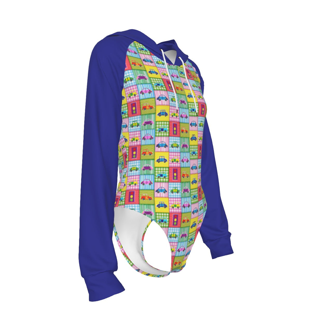 Toy Car Patchwork Adult Onesie Hooded Bodysuit