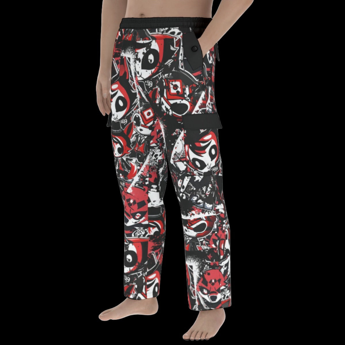 Red White Street Art Cargo Pants