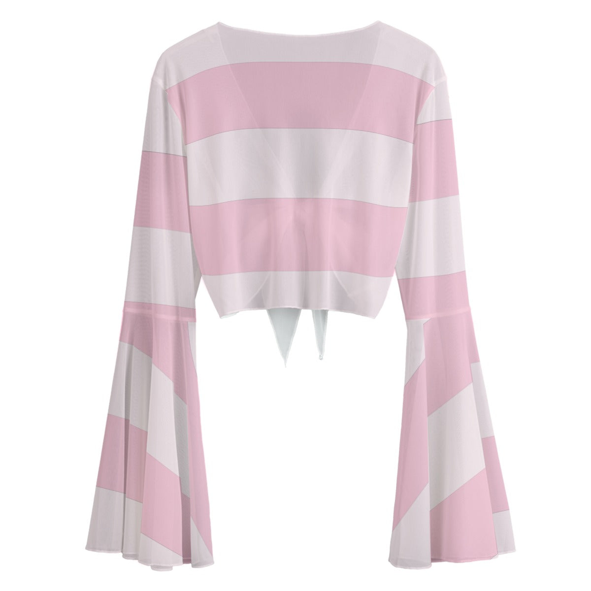 Pink Striped Bow Knot Women’s Blouse- Cropped Top