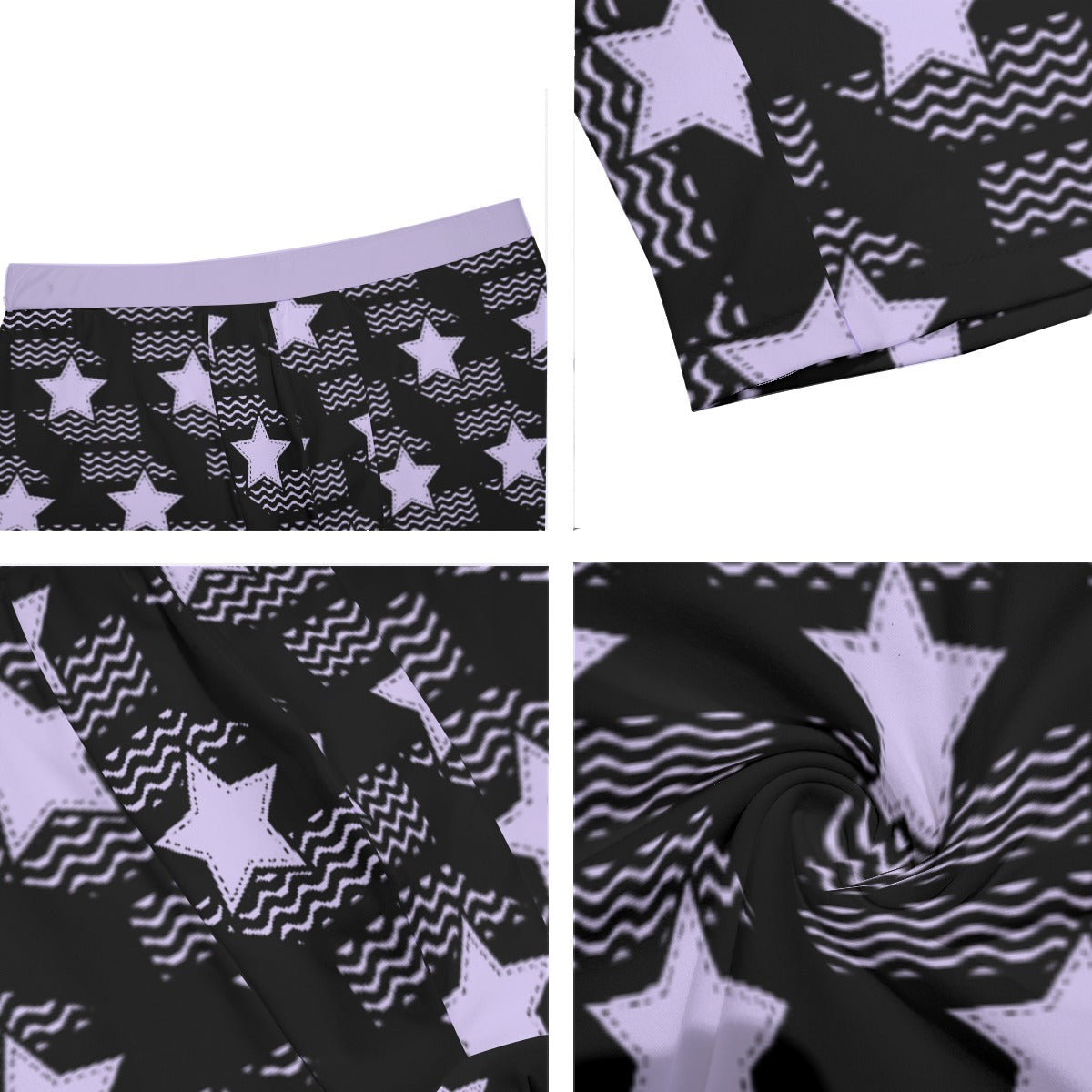 Punk Star Long Boxer Briefs - Pastel Purple