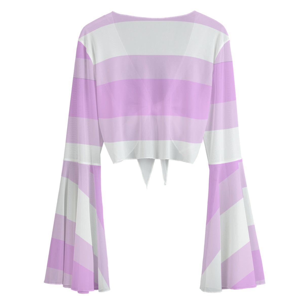 Purple Striped Bow Knot Women’s Blouse- Cropped Top