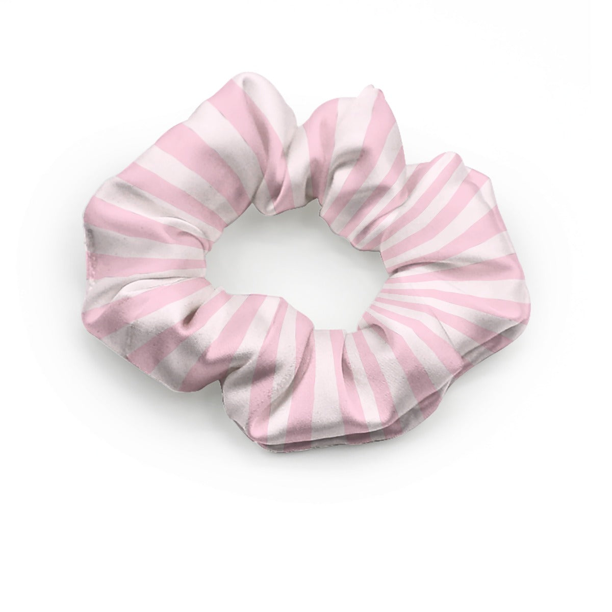 Pastel Pink Striped Scrunchie - M / White