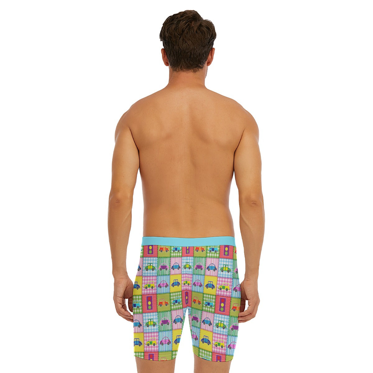 Cartoon Long Boxer Briefs For Men - Toy Car