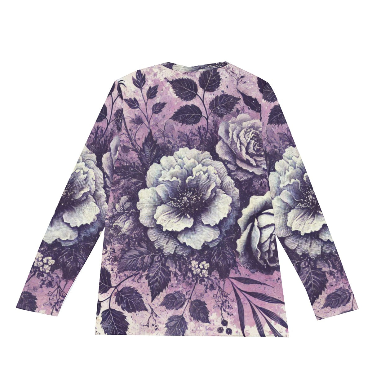 Vintage Flower Long Sleeve T-Shirt - Purple / Grey