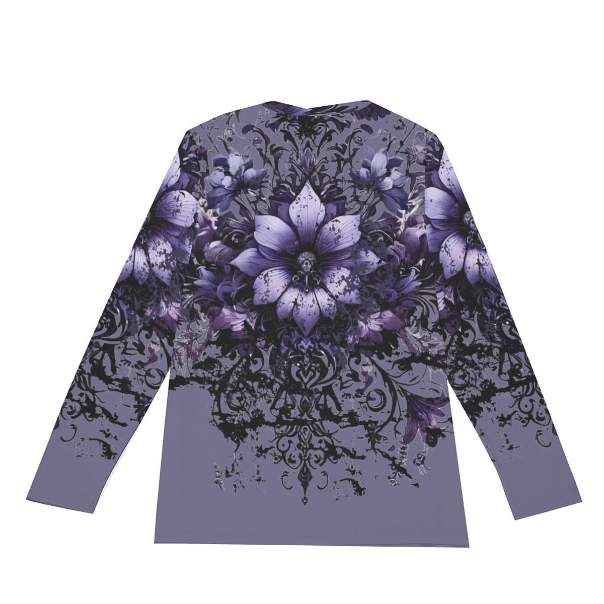 Purple Floral Goth Long Sleeve T-Shirt