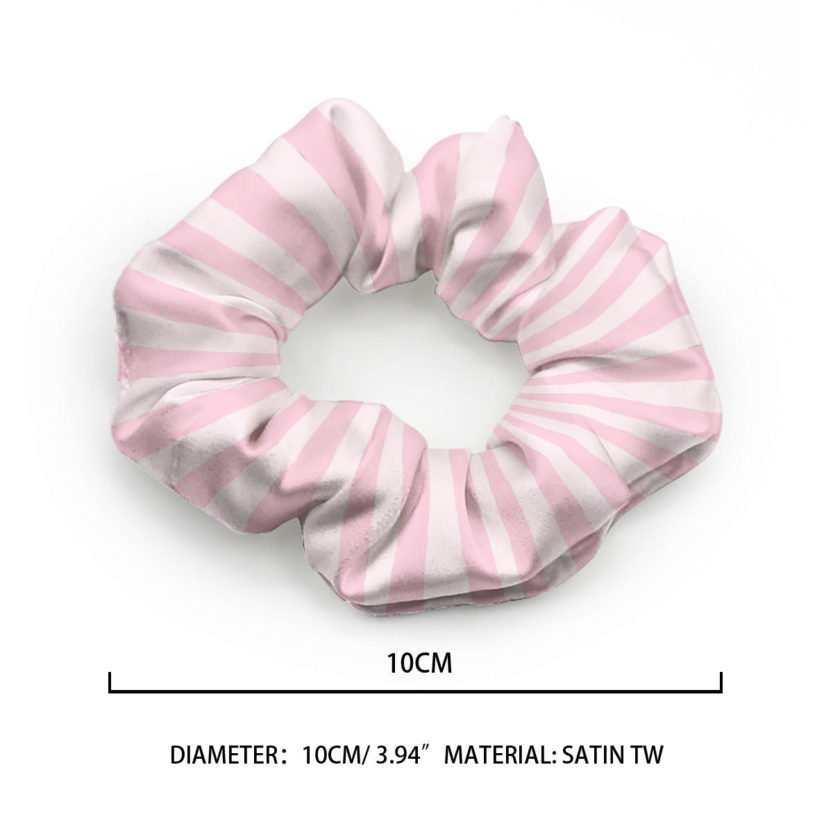 Pastel Pink Striped Scrunchie - M / White