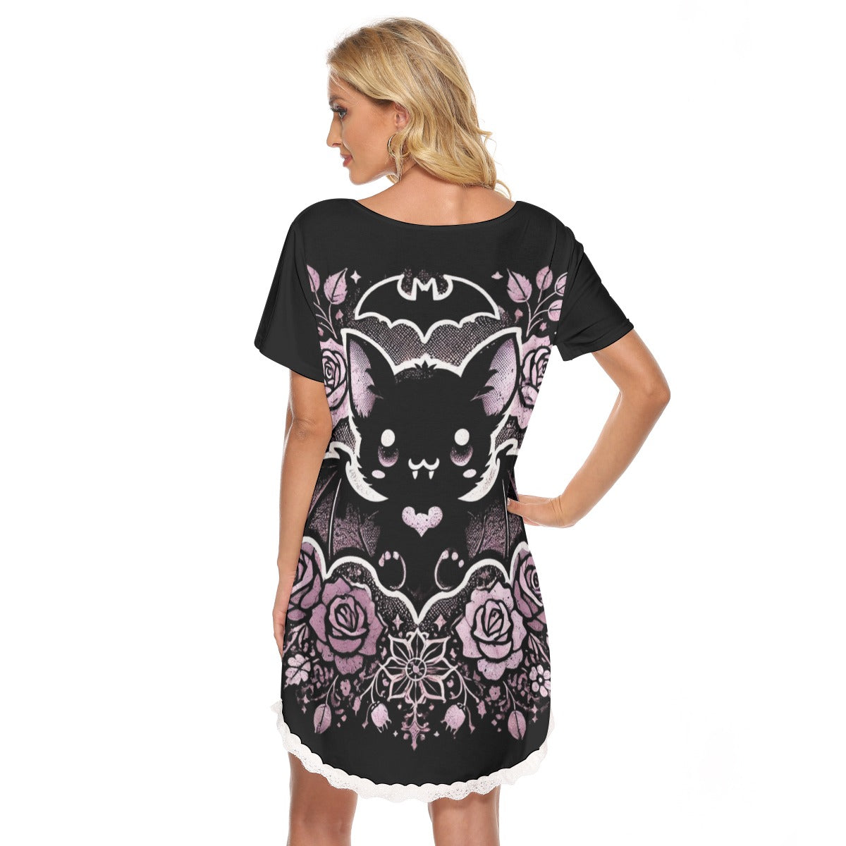 Kawaii Bat Floral Goth Sleep Shirt / Sleep Nightie