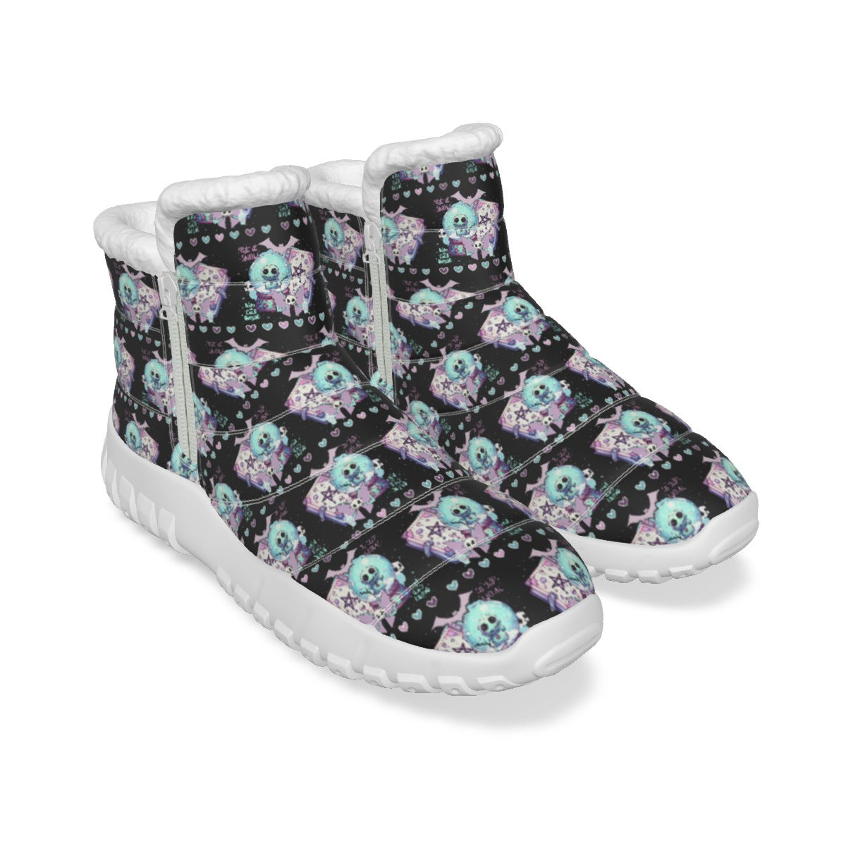 Pastel Goth Let it Snow Kawaii Women’s Zip-up Snow Boots - White / US4.5(EUR35)