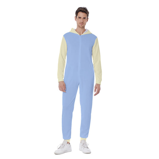 Long Sleeve Onesie For Adults - Baby Blue / Yellow