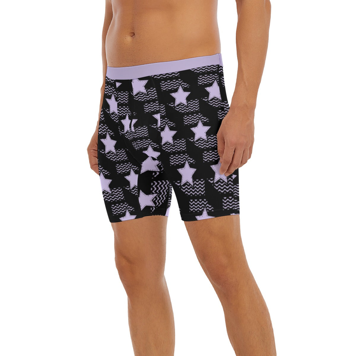 Punk Star Long Boxer Briefs - Pastel Purple