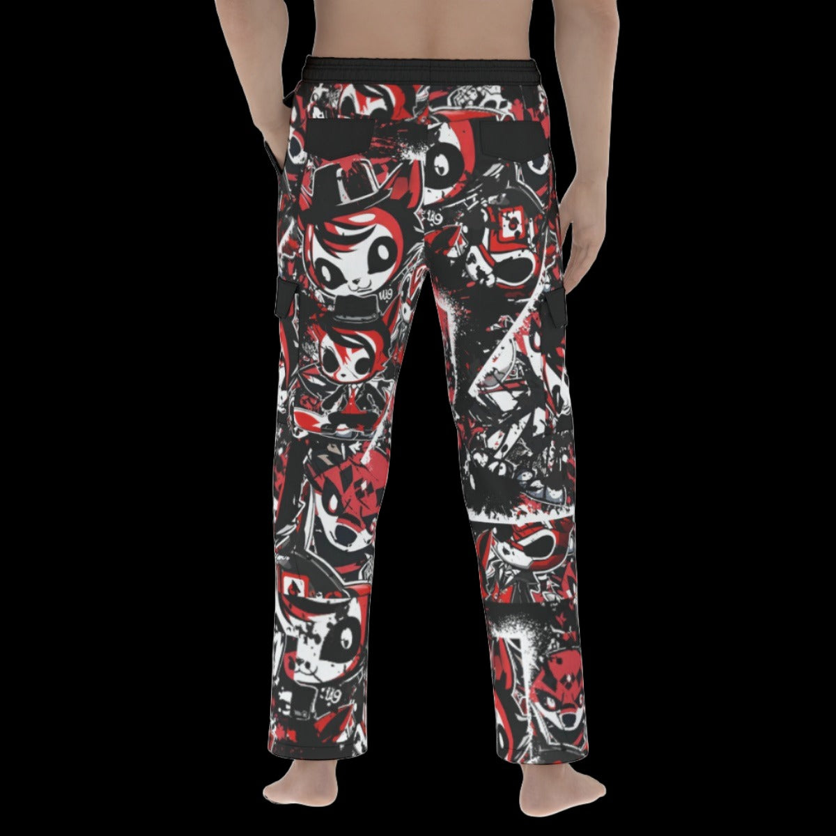 Red White Street Art Cargo Pants