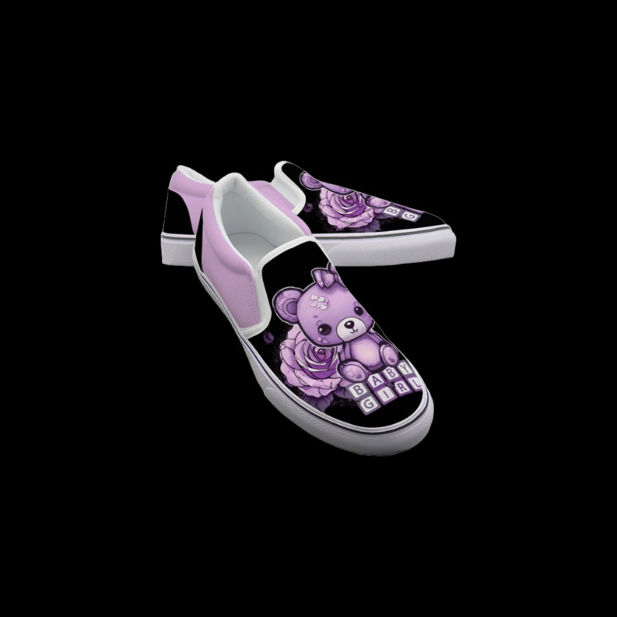 Adult Babygirl Pastel Goth Teddy Bear Slip On Sneakers