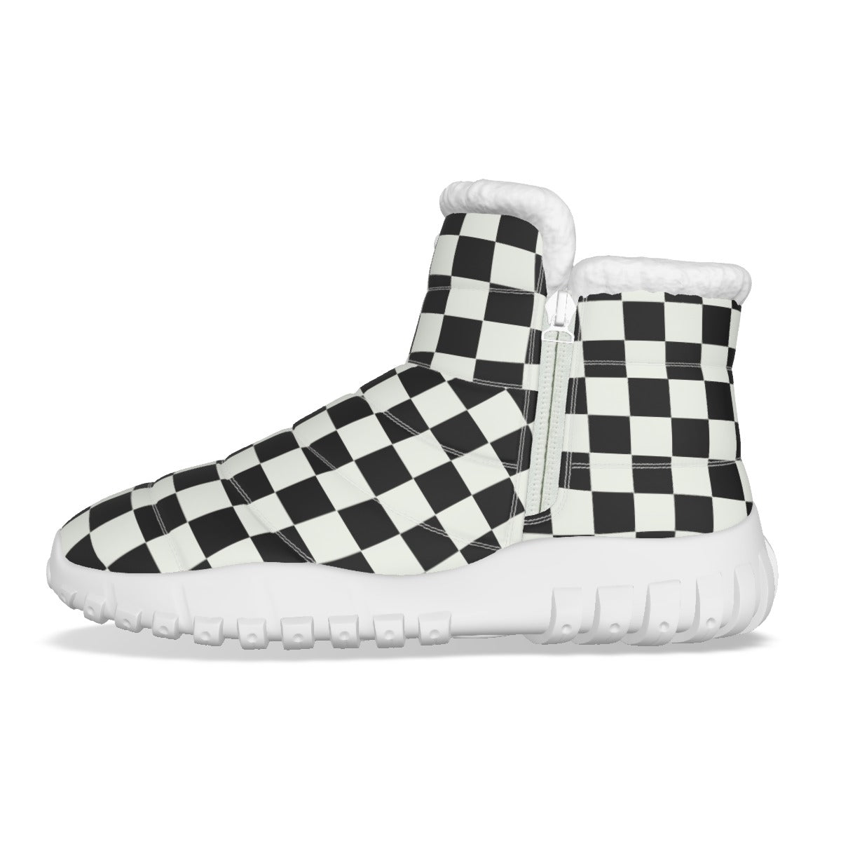 Checkered Women’s Zip-up Snow Boots