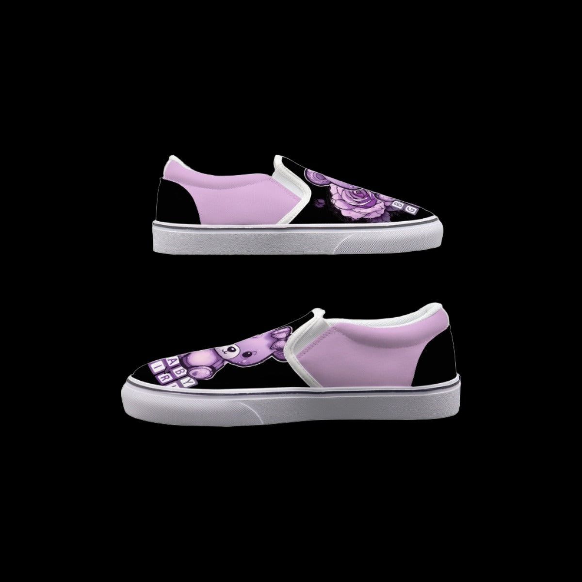 Adult Babygirl Pastel Goth Teddy Bear Slip On Sneakers