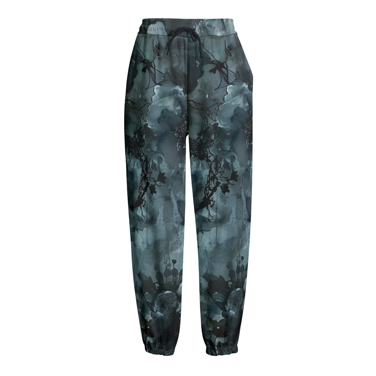 Grunge Fleece Pants - Dark Green Floral