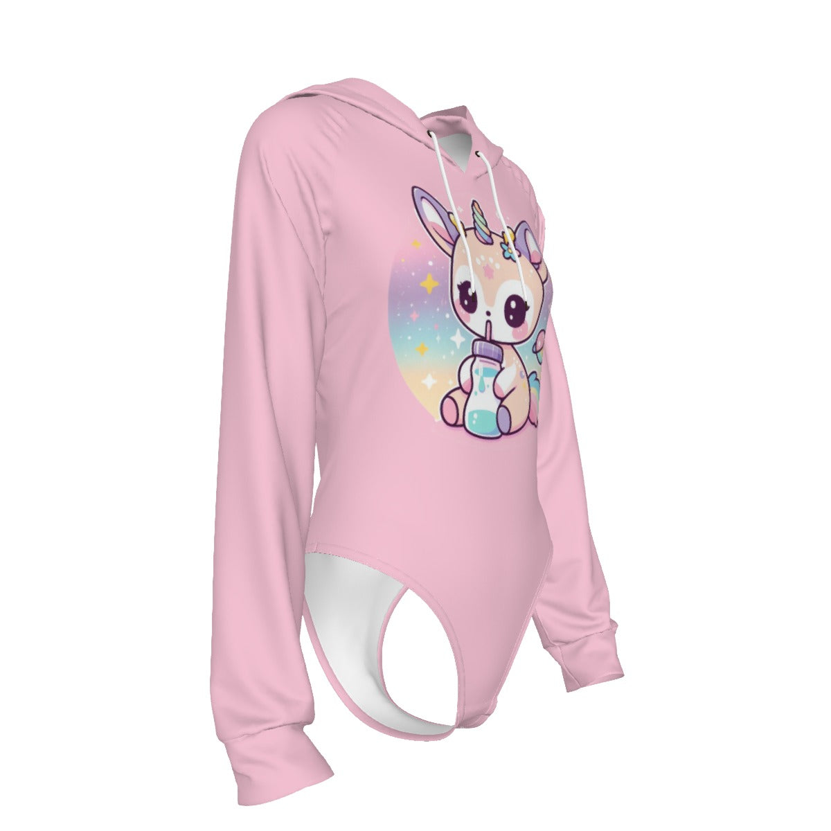 Kawaii Baby Deer Milk Bottle Adult Onesie Hooded Bodysuit