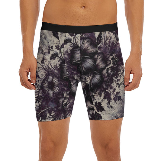 Grunge Floral Long Boxer Briefs For Adult