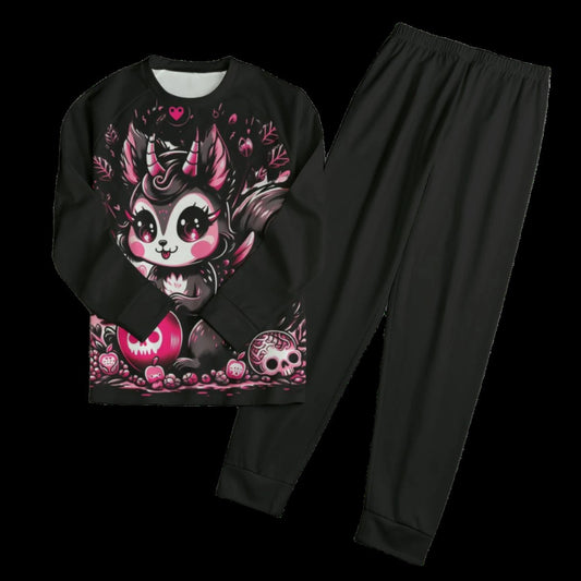 Kawaii Goth Squirrel Pajamas Set - S