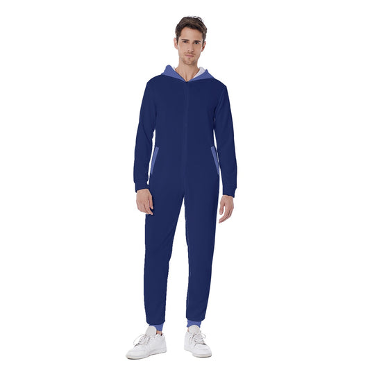 Hooded Jumpsuit Onesie Pajamas - Dark Blue