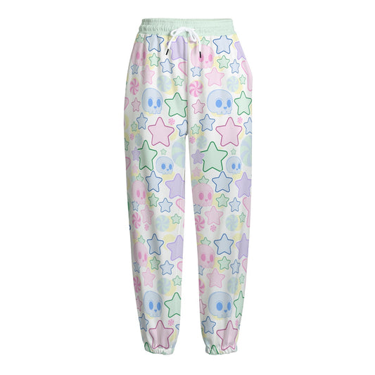 Pastel Goth Fleece Pants - Skulls & Stars