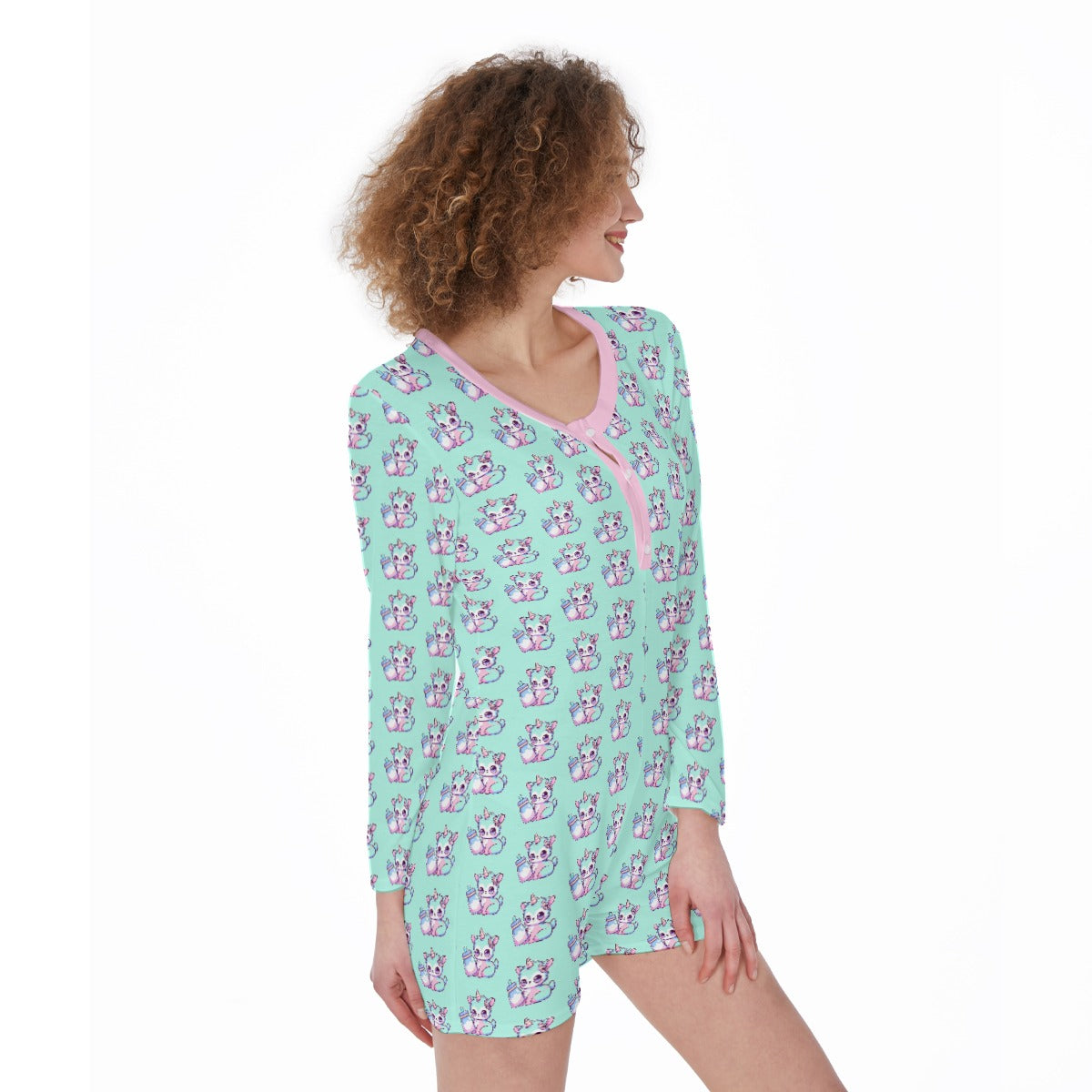 DDlg Clothing Collection - Sleep Romper Pajamas - Llamacorn w/ Milk Bottle