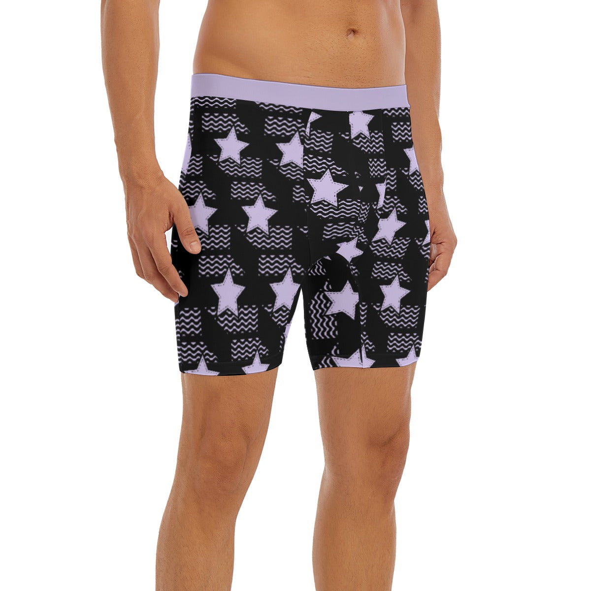 Punk Star Long Boxer Briefs - Pastel Purple