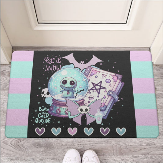 Pastel Goth Winter Holiday Door Mat | Rubber - S / White