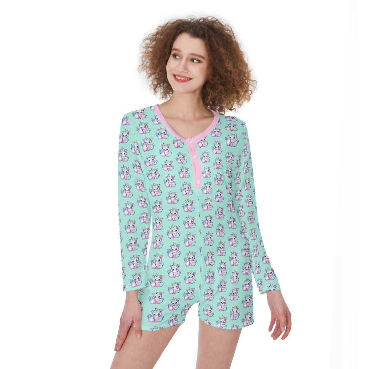 DDlg Clothing Collection - Sleep Romper Pajamas - Llamacorn w/ Milk Bottle