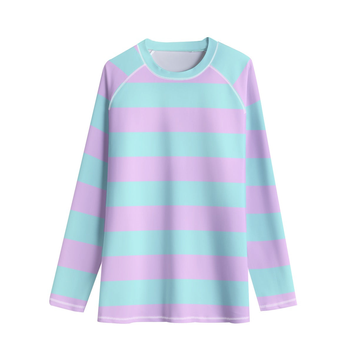 Pastel Pink Green Striped Compression Shirt | Unisex - S / White